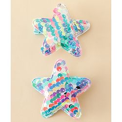 Babyhug Free Size Sequin Star Hair Clips Pack Of 2 - Pink.