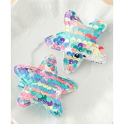 Babyhug Free Size Sequin Star Hair Clips Pack Of 2 - Pink.