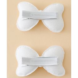 Babyhug Free Size Sequin Bow & Butterfly Clips Pack Of 2 - Off White.
