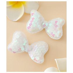Babyhug Free Size Sequin Bow & Butterfly Clips Pack Of 2 - Off White.