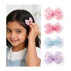 Babyhug Kids Free Size Bow & Butterfly Clips Pack of 6 - Multicolor