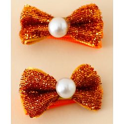 Babyhug Kids Free Size Bow & Butterfly Clips - Golden