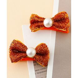 Babyhug Kids Free Size Bow & Butterfly Clips - Golden