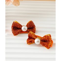 Babyhug Kids Free Size Bow & Butterfly Clips - Golden