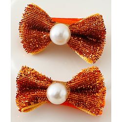 Babyhug Kids Free Size Bow & Butterfly Clips - Golden