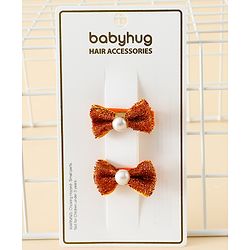 Babyhug Kids Free Size Bow & Butterfly Clips - Golden