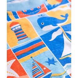 Babyhug Cotton Knit Half Sleeves  T-Shirt with Sea Life Theme Print - Multicolor