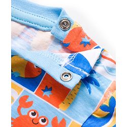 Babyhug Cotton Knit Half Sleeves  T-Shirt with Sea Life Theme Print - Multicolor