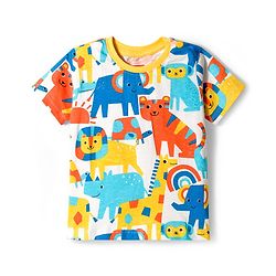 Babyhug Cotton Knit Half Sleeves T-Shirts with Stripes & Animal Graphics Pack of 3 - Multi Color