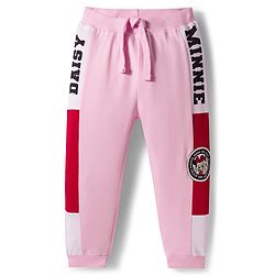Babyhug Disney Terry Knit Full Length Lounge Pant With Minnie & Daisy Print - Pink