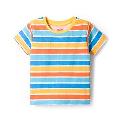Babyhug Cotton Knit Half Sleeves T-Shirts with Stripes & Animal Graphics Pack of 3 - Multi Color