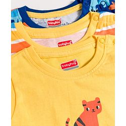 Babyhug Cotton Knit Half Sleeves T-Shirts with Stripes & Animal Graphics Pack of 3 - Multi Color
