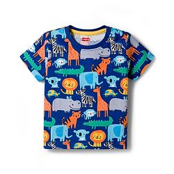 Babyhug Cotton Knit Half Sleeves T-Shirts with Stripes & Animal Graphics Pack of 3 - Multi Color