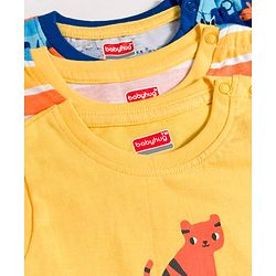 Babyhug Cotton Knit Half Sleeves T-Shirts with Stripes & Animal Graphics Pack of 3 - Multi Color