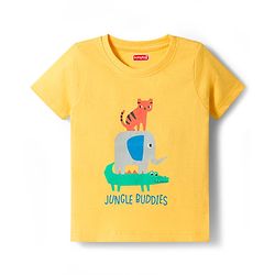 Babyhug Cotton Knit Half Sleeves T-Shirts with Stripes & Animal Graphics Pack of 3 - Multi Color