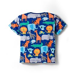Babyhug Cotton Knit Half Sleeves T-Shirts with Stripes & Animal Graphics Pack of 3 - Multi Color