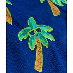 Babyhug Cotton Knit Half Sleeves T-Shirt with Tree Print - Navy Blue