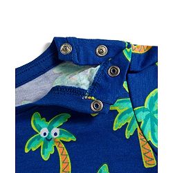 Babyhug Cotton Knit Half Sleeves T-Shirt with Tree Print - Navy Blue