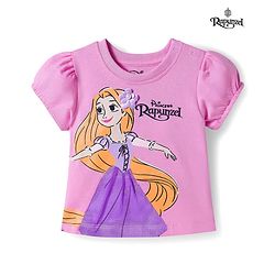 Babyhug Disney Single Jersey Knit Half Sleeves T-Shirt With Rapunzel Graphics - Pink