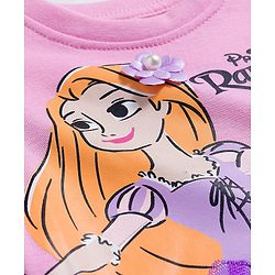 Babyhug Disney Single Jersey Knit Half Sleeves T-Shirt With Rapunzel Graphics - Pink
