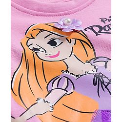 Babyhug Disney Single Jersey Knit Half Sleeves T-Shirt With Rapunzel Graphics - Pink