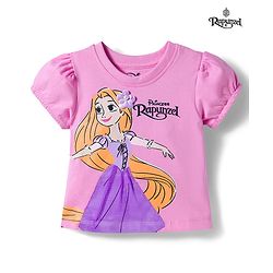 Babyhug Disney Single Jersey Knit Half Sleeves T-Shirt With Rapunzel Graphics - Pink