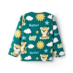 Babyhug Cotton Knit Full Sleeves Tiger Printed Co-Ords Pyjama Night Suit - Green