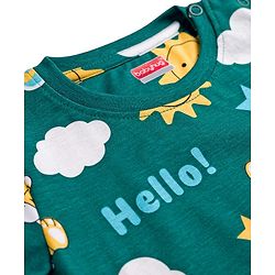 Babyhug Cotton Knit Full Sleeves Tiger Printed Co-Ords Pyjama Night Suit - Green