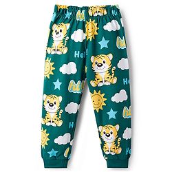 Babyhug Cotton Knit Full Sleeves Tiger Printed Co-Ords Pyjama Night Suit - Green