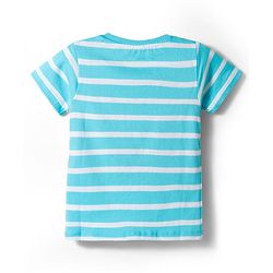 Babyhug Cotton Knit Half Sleeves T-Shirts with Stripes & Croc in Car Graphics Pack of 3 - Yellow Light Blue & White