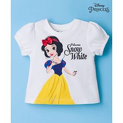 Babyhug Disney Single Jersey Knit Half Sleeves T-Shirt With Snow White Graphics - White