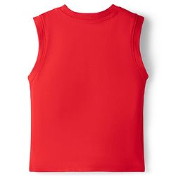 Babyhug Cotton Knit Sleeveless Tank T-Shirt with Tiger Applique - Red