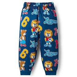 Babyhug Cotton Knit Full Sleeves T-Shirt & Lounge Pant Co-ords Night Suit With Bear Print - Navy Blue