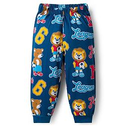 Babyhug Cotton Knit Full Sleeves T-Shirt & Lounge Pant Co-ords Night Suit With Bear Print - Navy Blue
