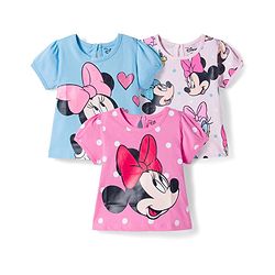 Babyhug Disney Single Jersey Knit Half Sleeves T-Shirts With Minnie Mouse Graphics Pack of 3 - Pink Blue & White