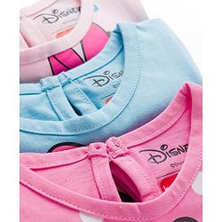 Babyhug Disney Single Jersey Knit Half Sleeves T-Shirts With Minnie Mouse Graphics Pack of 3 - Pink Blue & White