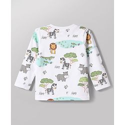 Babyhug Cotton Knit Full Sleeves Striped & Animal Printed Co-Ords T-Shirt & Pyjama Night Suit Pack Of 2 - Multicolor