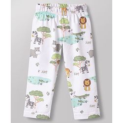 Babyhug Cotton Knit Full Sleeves Striped & Animal Printed Co-Ords T-Shirt & Pyjama Night Suit Pack Of 2 - Multicolor
