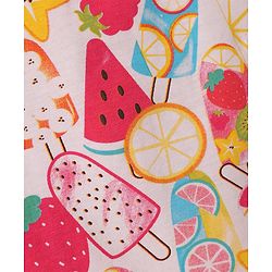 Babyhug 100% Cotton Knit Half & Full Sleeves T-Shirts & Pyjamas Co-ord Night Suits with Heart & Fruit Print Pack of 2 - Multicolor