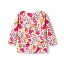 Babyhug 100% Cotton Knit Half & Full Sleeves T-Shirts & Pyjamas Co-ord Night Suits with Heart & Fruit Print Pack of 2 - Multicolor