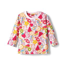 Babyhug 100% Cotton Knit Half & Full Sleeves T-Shirts & Pyjamas Co-ord Night Suits with Heart & Fruit Print Pack of 2 - Multicolor