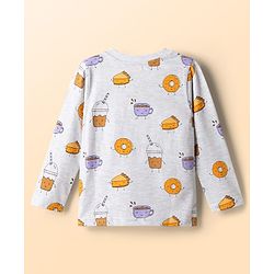Babyhug Cotton Knit Full Sleeves T-Shirt & Pyjama Night-Suit With Breakfast Print Pack of 2 - Multicolor
