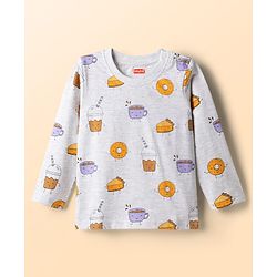 Babyhug Cotton Knit Full Sleeves T-Shirt & Pyjama Night-Suit With Breakfast Print Pack of 2 - Multicolor