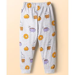 Babyhug Cotton Knit Full Sleeves T-Shirt & Pyjama Night-Suit With Breakfast Print Pack of 2 - Multicolor