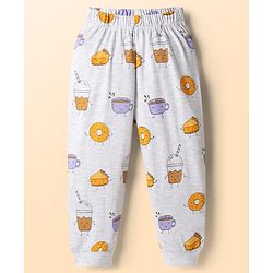 Babyhug Cotton Knit Full Sleeves T-Shirt & Pyjama Night-Suit With Breakfast Print Pack of 2 - Multicolor