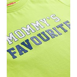 Babyhug Cotton Knit Half Sleeves T-Shirt with Mommy's Favourite Print - Light Green