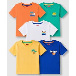 Babyhug Cotton Knit T-Shirts Half Sleeves with Graphics MULTICOLOR 3-6 Months Pack of 5