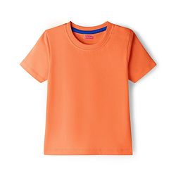 Babyhug 100% Cotton Knit Half Sleeves Solid T-Shirt - Orange
