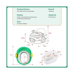 Babyhug 3-In-1 Baby Toilet Training Seat with Anti-Skip Pads and Step Stool - Green Yellow| Removable Potty Pot| Potty Training Seat| Potty Seat cum Chair for Kids 1-6 Years-Green Yellow