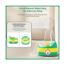 Babyhug 3-In-1 Baby Toilet Training Seat with Anti-Skip Pads and Step Stool - Green Yellow| Removable Potty Pot| Potty Training Seat| Potty Seat cum Chair for Kids 1-6 Years-Green Yellow
